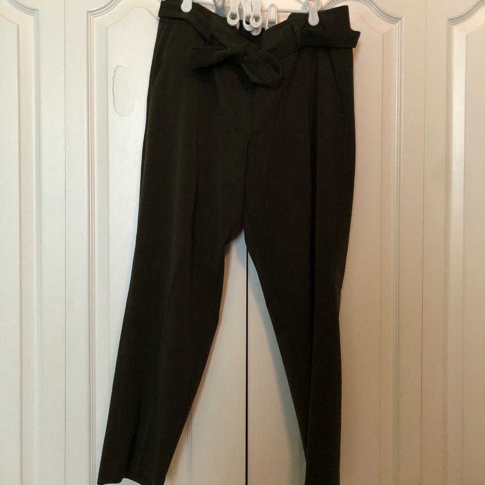 LOFT green pants with tie waist